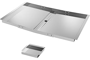 BBQ-PLUS Adjustable Grease Tray with Collection Tray Replacement for Kenmore, Nexgrill, Dyna Glo, BHG and More, Universal Grill Drip Pan Accessories, Stainless Steel, Width 18"-24"