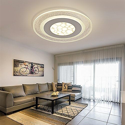 Cttsb Personalized fashion creative modern minimalist ceiling light Water cube master bedroom round led water cube master bedroom warm living room study, 42CM-38W, warm white
