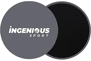 Ingenious Sport Core Sliders for Working Out - Pack of 2 Compact, Dual Sided Gliding Discs for Full Body Workout on Carpet or Hardwood Floor - Fitness & Home Exercise Equipment (Grey)