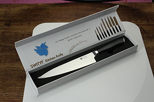 SWITYF VG-10 Hochwertige Japanische Stahl-Kochmesser ist ein Spezialmesser Das 205mm lang und mit hohen Kohlenstoffgehalt ist Das Micarta Handgriff wurde mit Verbundwerkstoff ergonimisch entwickelt Das Damaskus-Muster ist Wunderschön DDCK-TK - 7