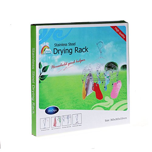 Multifunktional Aufhängen Regal Edelstahl Wäscheklammer mit 20 Klammer für Kleidung Socken Unterwäsche - 7