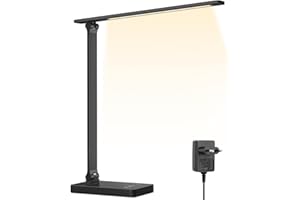 Lepro Lampada da Tavolo LED, 750LM, 5 Colori e 5 Livelli di Luminosità Dimmerabile,Lampada da Scrivania Protezione Occhi, Lampada da Comodino, Luce di Lettura per Bambini, Ufficio, Nero