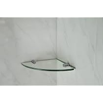 Étagère D'angle En Verre Trempé 250x250 Mm - épaisseur 6 Mm, Supports Chromés, Pour Salle De Bain Ou Maison