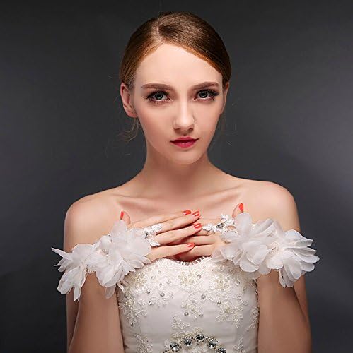 ZLYAYA Bride flower lace dress short gloves cheongsam theme fashion photography modeling wedding gloves, white