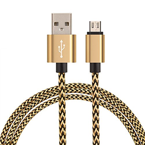 USB-Cabel, H quadratic, 1m / 3,3ft Nylon geflochtenes Android-Kabel für Smartphones, PS4 Controller und mehr (Gold)