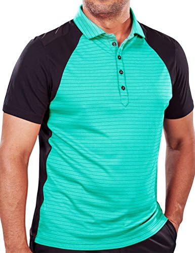 BF Links Pro Stripes Men`s Golf Polo Shirt (Medium Green, Large)
