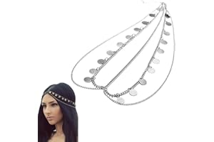 Traziewell Chain Headpiece Bridal Headchains Boho Sliver Layered Prom Festival Hairband Forehead Wedding Hair Accessories for Women and Girls HB001017