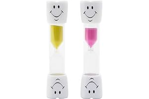 WANGENPING 2 sztuki klepsydry do mycia zębów dla dzieci, zegar z uśmiechniętą klepsydrą, 3 minuty, zestaw 2 klepsydry z uśmiechniętymi zębami, do mycia zębów z dziećmi, zegar domowy, zegar do herbaty, gry