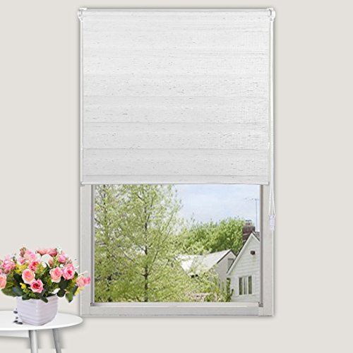 OBdeco Doppelrollo Klemmfix 80x150cm Flachs Duo Rollo ohne Bohren mit Klemmträgern Fensterrollo - 3