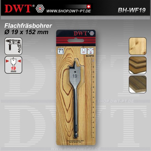 DWT Flachfräsbohrer Ø 19 x 152 mm für Bohrmaschine - BH-WF19
