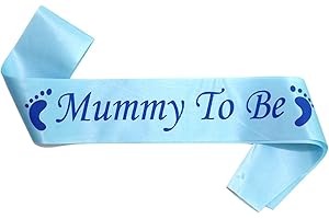 YOOLLY Mummy to Be Sash, Satin Baby Shower Decorations, Baby Shower Mummy To Be Sash Party Decoration Supplies for Mum Family (Blue)