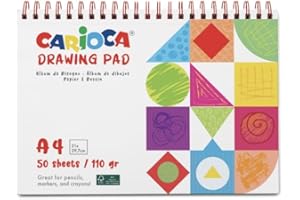 Carioca Bloc de Papel de Dibujo A4 | Ideal para su uso con lápices y rotuladores | Hojas con bordes pre-cortados para facilitar el arrancado |50 hojas de 110grs