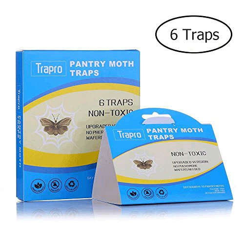 Trapro Pantry Moth Traps Food Moth Trap Kitchen Moth Trap with Pre-Baited Safe Pheromone Attractant, Odor-Free, Insecticide-Free and Non-Toxic