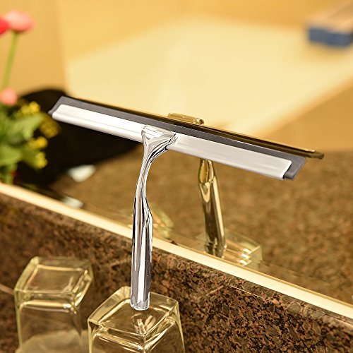 Dailyart® Edelstahl Squeegee Bad-und Duschabzieher Fensterwischer mit hochwertiger Gummilippe für streifenfreies Abziehen--Inbegriffen Wandaufhänger