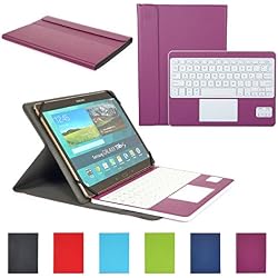 Funda con Teclado Bluetooth CoastaCloud Teclado Bluetooth Inalámbrico 3.0 QWERTY Español con Multi Touchpad - Compatible 9-10.6 Pulgadas Cualquier Windows / Android OS Tablet PC (Tamaño de la tableta adecuada:Min 15x24cm Max 18x26cm)Violeta