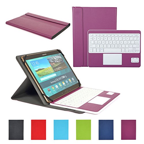Funda con Teclado Bluetooth CoastaCloud Teclado Bluetooth Inalámbrico 3.0 QWERTY Español con Multi Touchpad - Compatible 9-10.6 Pulgadas Cualquier Windows / Android OS Tablet PC (Tamaño de la tableta adecuada:Min 15x24cm Max 18x26cm)Violeta