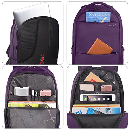 Norsens Notebook Laptop Rucksack 15 6 Zoll Gepolstert Wasserdichter Business Rucksack Damen Purple