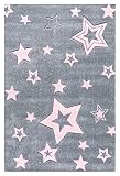 Kinderteppich Love Rugs STARLIGHT grau/rosa 100 x 160 cm