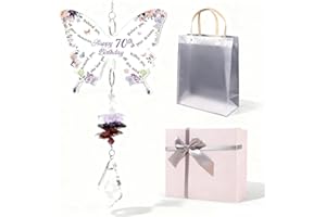 CLKDPNO 70th Birthday Gifts for Women, Butterfly Acrylic Crystal Suncatcher Gifts, Unique 70 Years Old Presents for Mum Wife Sister, 1955 Birthday Gift for Friend Bestie Female With Gift Box & Bag