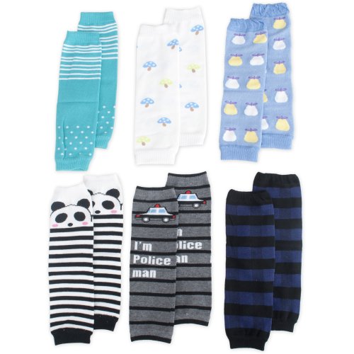 TopTie Baby Leg Warmer, Set for Toddler Boys, 6 Pairs Assorted Designs
