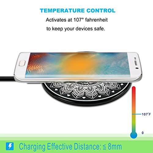 ZXK CO Totem Bildserie Drahtlose Qi Ladegerät Ultra Dünn Qi Wireless Charger Induktive Ladestation für Samsung Galaxy S6, S6 Edge, Note 5, Nexus 7 2nd Gen, Nexus 4/5/6, LG Optimus Vu2/G2/G3, Nokia Lumia 920/1020/928, Nexus 5 und Andere Qi-fähige Handys und Tablets- Inbegriffen Universal Qi Receiver - 4