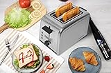 Acelink Automatik Toaster 2 Scheiben, 800 Watt Edelstahl-Toaster mit Brötchenaufsatz, Krümelschublade, 7-Bräunungsstufen (Silber) - 5