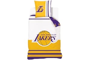 Sahinler NBA 22070233B - Funda nórdica de Los Angeles Lakers Ado (140 x 200 cm y 1 funda de almohada de 63 x 63 cm), color amarillo