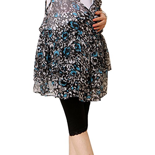 Liang Rou Maternity Elastane Adjust Waistband Cropped Leggings Lace Trim Color Black