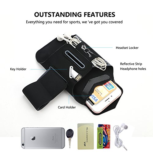 Brazalete Deportivo  GVDV Brazalete Movil Universal 5 2  - 6 0  Con Bolsillo para Llaves  Auriculares y Tarjetas Antideslizante CONTRA Sudor para Paseo  Correr  Gimnasio  Ciclismo