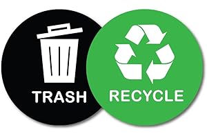 Pack of 2 Green & Black Recycling Stickers for Bins Self Adhesive (100 x 100 mm) Waterproof Recycling Bin Stickers Papa Prints®
