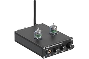 Fosi Audio T20 Bluetooth Valve Amplifier wzmacniacz lampowy, mini, 2-kanałowy, stopień wyjściowy klasy D, kompaktowy wzmacniacz słuchawkowy z lampami próżniowymi 6A2, do domowych głośników pasywnych