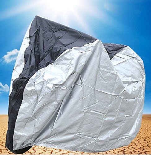 Waterproof Bicycle Cover - 190T Nylon Heavy Duty Waterproof Dust Bike Cover for Mountain Bike, Road Bike Stored Outdoors or Indoors, Adjustable Rain Cover with a Drawstring Waterproof Storage Bag, Silvery and Black