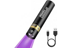 Alonefire SV94 395nm Small UV Torch Light 3W USB C Rechargeable Mini Black Light Money Checker for Resin Curing, Pet Urine Detection, Scorpion, Fishing, Minerals, Leaks, Bed Bug with Built-in Battery