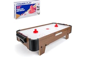 Power Play | Air Hockey Table Game, Wooden Portable Table Toys Game for Kids and Adults, 28inches, Brown