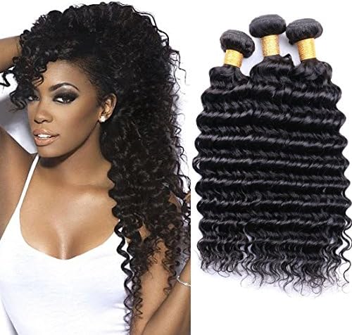 Silkylong 3 Bundles Deep Wave Weave Peruvian Curls Hair 14 16 18 inch Natural Colour Virgin Hair
