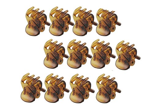 Homgaty 12Pcs Ladies Baby Plastic Mini Hair Pin 6 Claws Hair Clip Clamp Brown