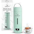 Goodscity Portable Electric Kettle Travel Water Bottle For Boiling Hot Water Milk With Cool Touch Exterior, Auto Shut Off, 300W fast Heating, Leakproof, 1 Touch Screen, 500 Ml, Green, 1 year Warranty