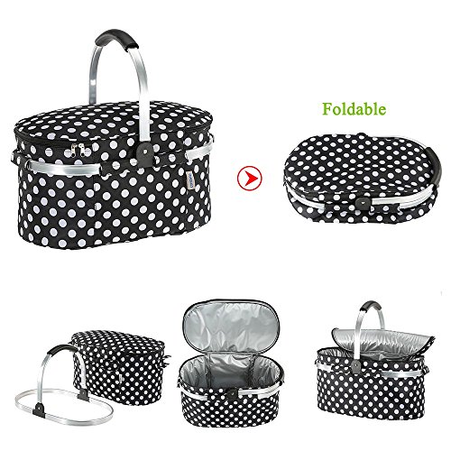 TOMSHOO 30L Picknick Korb Faltbare Einkaufskorb Aluminium Griff 46 * 25 * 24 cm - 3