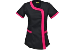 FRATELLI DITALIA Fratelli d'Italia Blouse de travail noire pour femme, blouse d'été pour coiffeur, centre de beauté