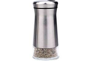 BONRIS Salière et poivrière en Acier Inoxydable avec Fond en Verre et Trous de versement réglables