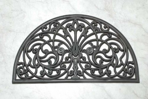 Homescapes Halbrunde Schmutzfangmatte Fußmatte Ornament 45 x 75 cm (Breite x Länge) Türmatte aus 100% Gummi strapazierfähiger Fußabtreter