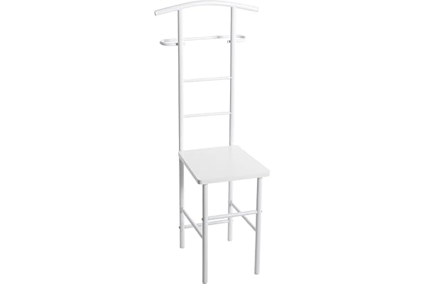 HAKU Herrtjänare tyst tjänare med säte vit metall – mått: B 46 x H 109 x D 46 cm, stil: modern