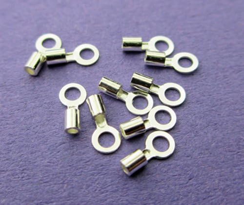 ElectricsilverNew 1.5mm x 1.5mm Loop with 0.9mm Internal Diameter 925 Sterling Silver Beading Chain End Cap Crimps 6pcs