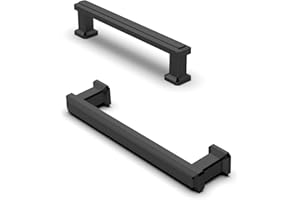 FURNIWARE 10 Pack Matt Black Cabinet Handles, Drawer Pulls 96mm(3.7 Inch) Hole Center, Hardware Modern Kitchen Cabinet Door Handles, for Kitchen, Bathroom, Wardrobe Cabinets Cupboard