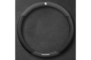 HGDFSVD Couvre Volant Voiture, pour Peugeot 107 207 407 408 206 306 307 308 406, en Polyester ou un mélange de polyester, Noir