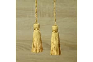 TEXTILE PLAZA 70 Colours Luxury Silk Soft Thread Tassels Latkans Cushion Sewing Craft Curtains (1 Pair / 2 Tassels, Antique Gold T413)
