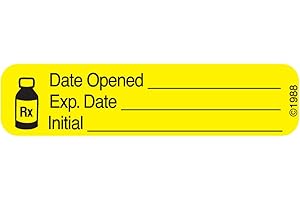 PHARMEX 1-369 Permanent Paper Label,"DATE OPENED", 1 9/16" x 3/8", Yellow (500 per Roll, 2 Rolls per Box)