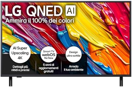 LG QNED AI QNED84 TV 43 pollici, Smart TV 4K, Processore α7 Gen8, Dynamic QNED Color, Design Ultra Slim, webOS con AI e telecomando puntatore AI, Gaming con VRR 4K@60Hz, 43QNED84A6C 2025