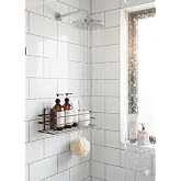 Yapışkanlı Siyah Banyo ve Mutfak Rafı &ndash; Tek Katlı D&uuml;z Şampuanlık ve Baharatlık, Delmeden Montaj, Matkap Vida Gerektirmeyen Su