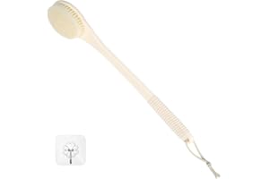 ZARCKER Rückenbürste Dusche, Rückenbürste Zum Duschen Für Senioren, Duschbürste Rücken, Badebürste Mit Langem Stiel, Cremeweiß